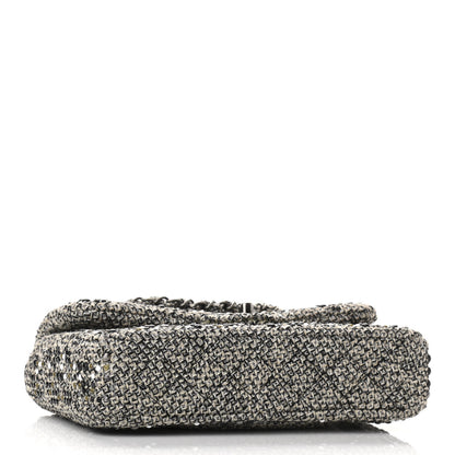 Chanel Crystal Tweed Quilted Medium Single Flap Black 4 of 11