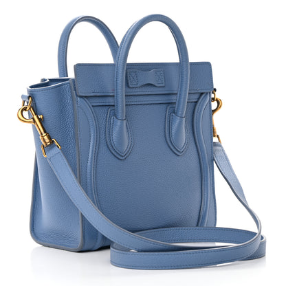 Celine Drummed Calfskin Nano Luggage Azure 2 of 16