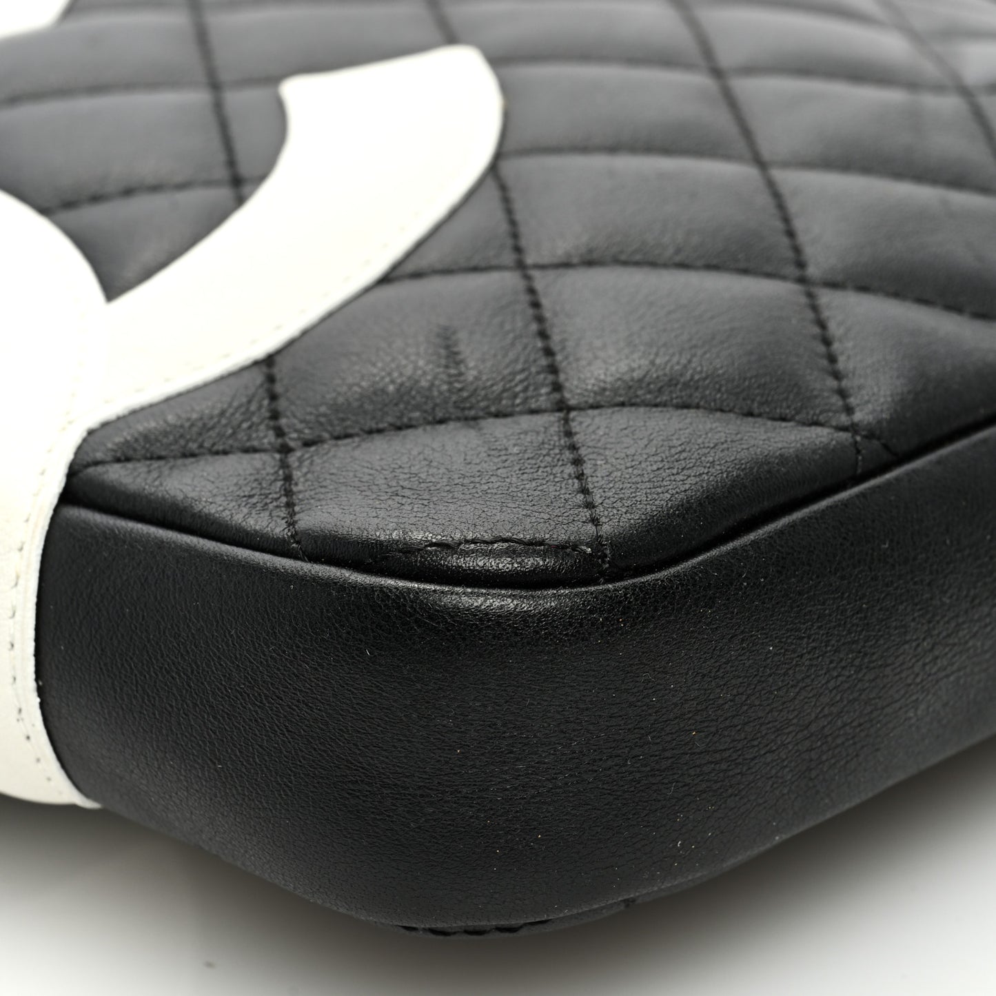 Calfskin Quilted Medium Cambon Messenger Black White