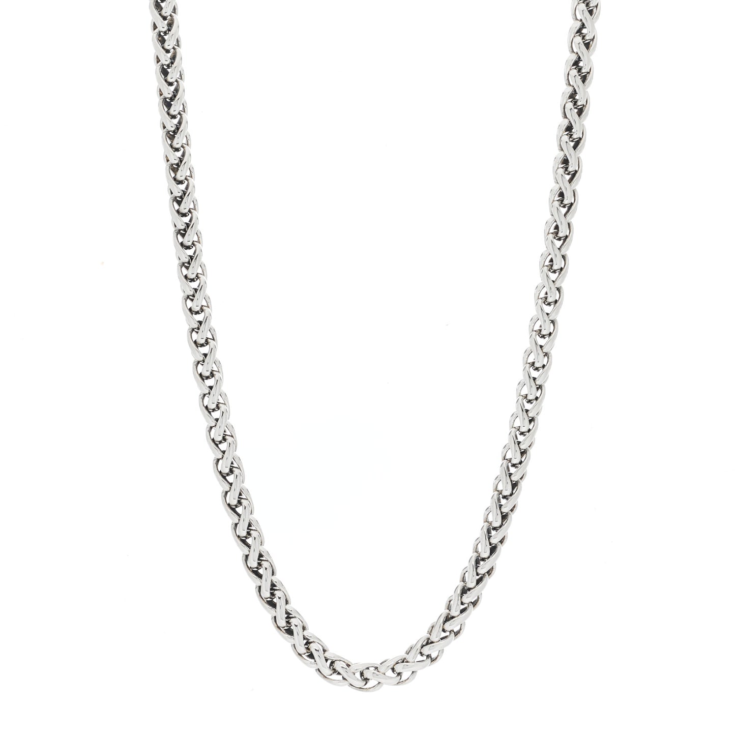 Sterling Silver 14K Yellow Gold 6mm Wheat Chain Necklace