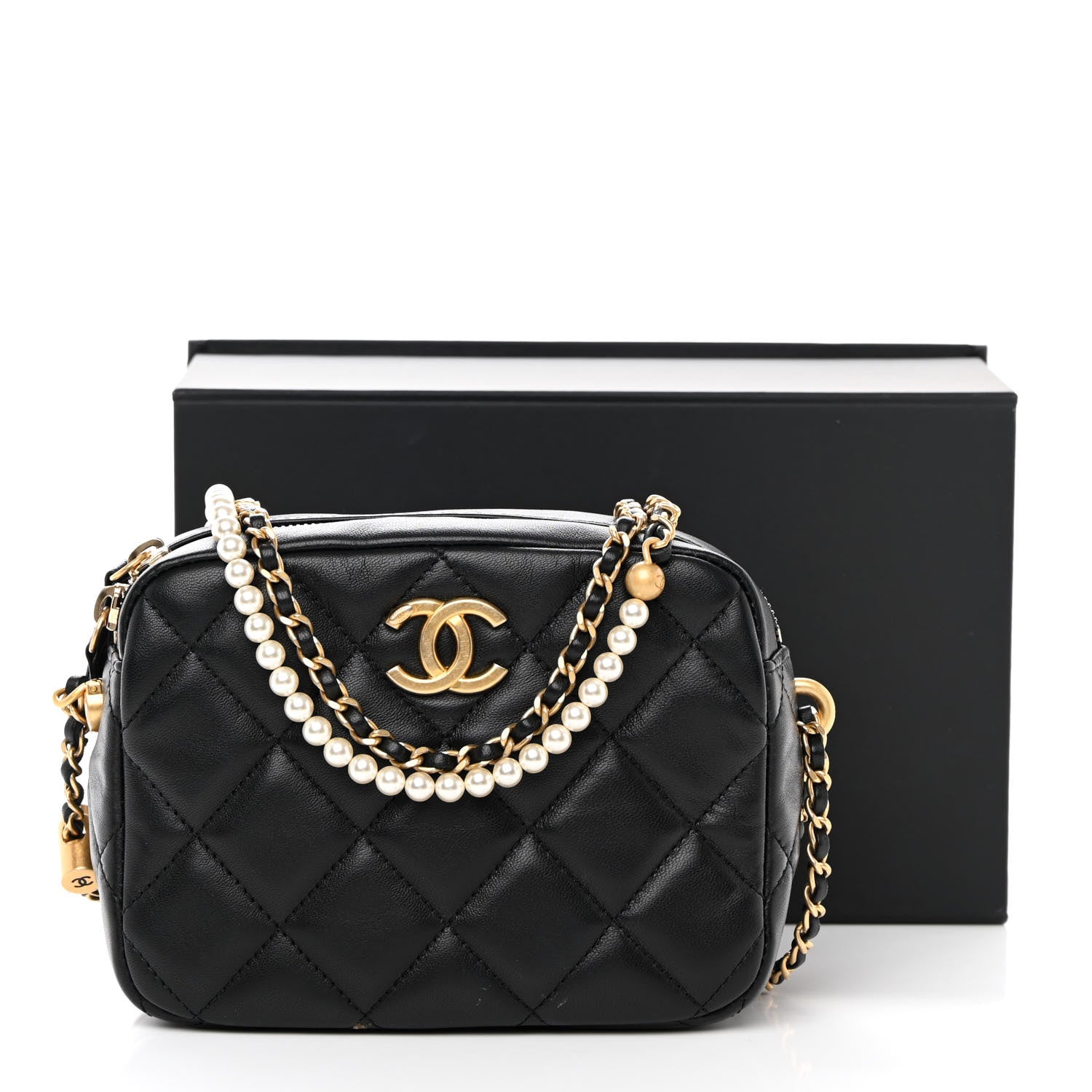 Chanel Lambskin Quilted Mini My Perfect Camera Case Black 14 of 14