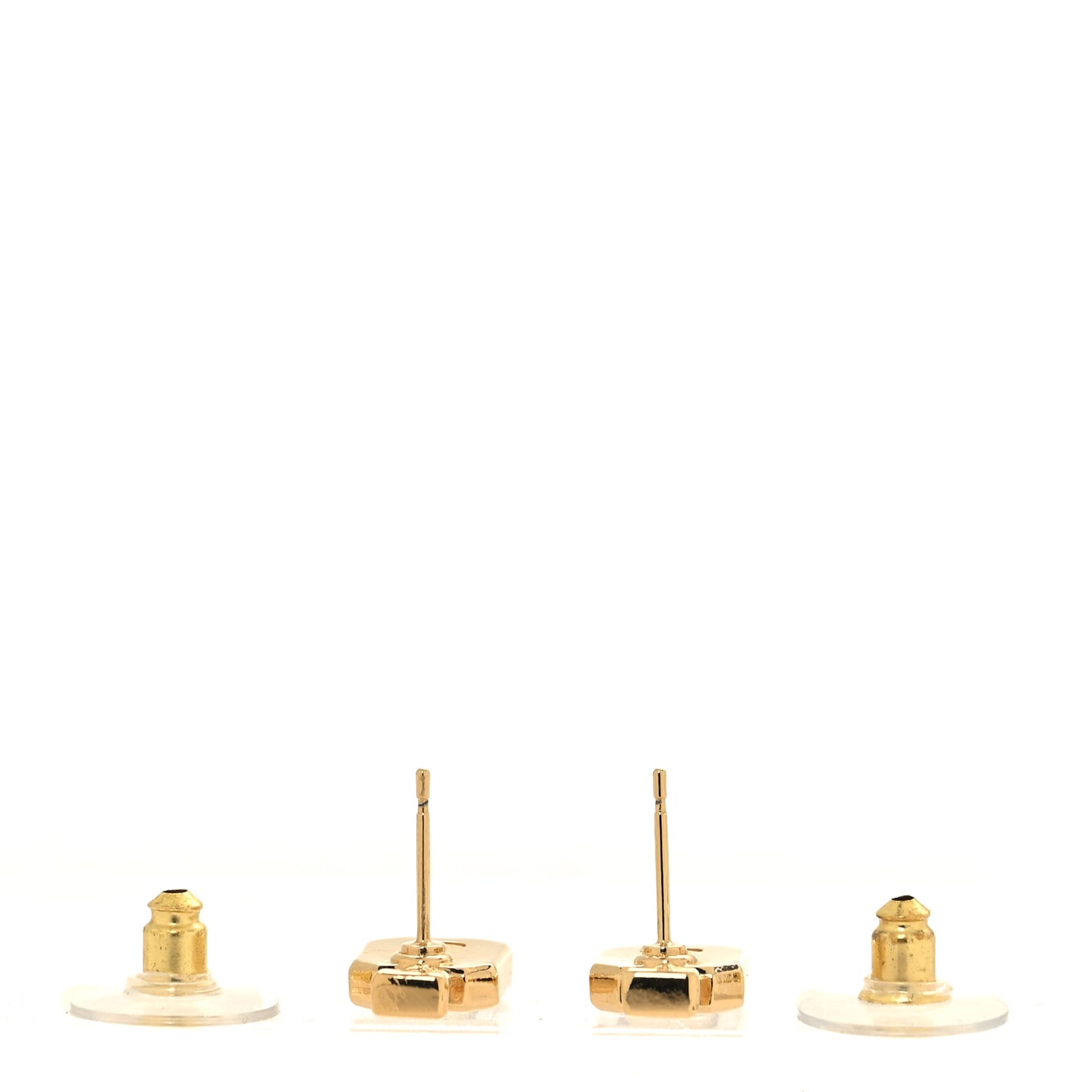 Resin CC No 5 Perfume Bottle Earrings Gold Pearly White