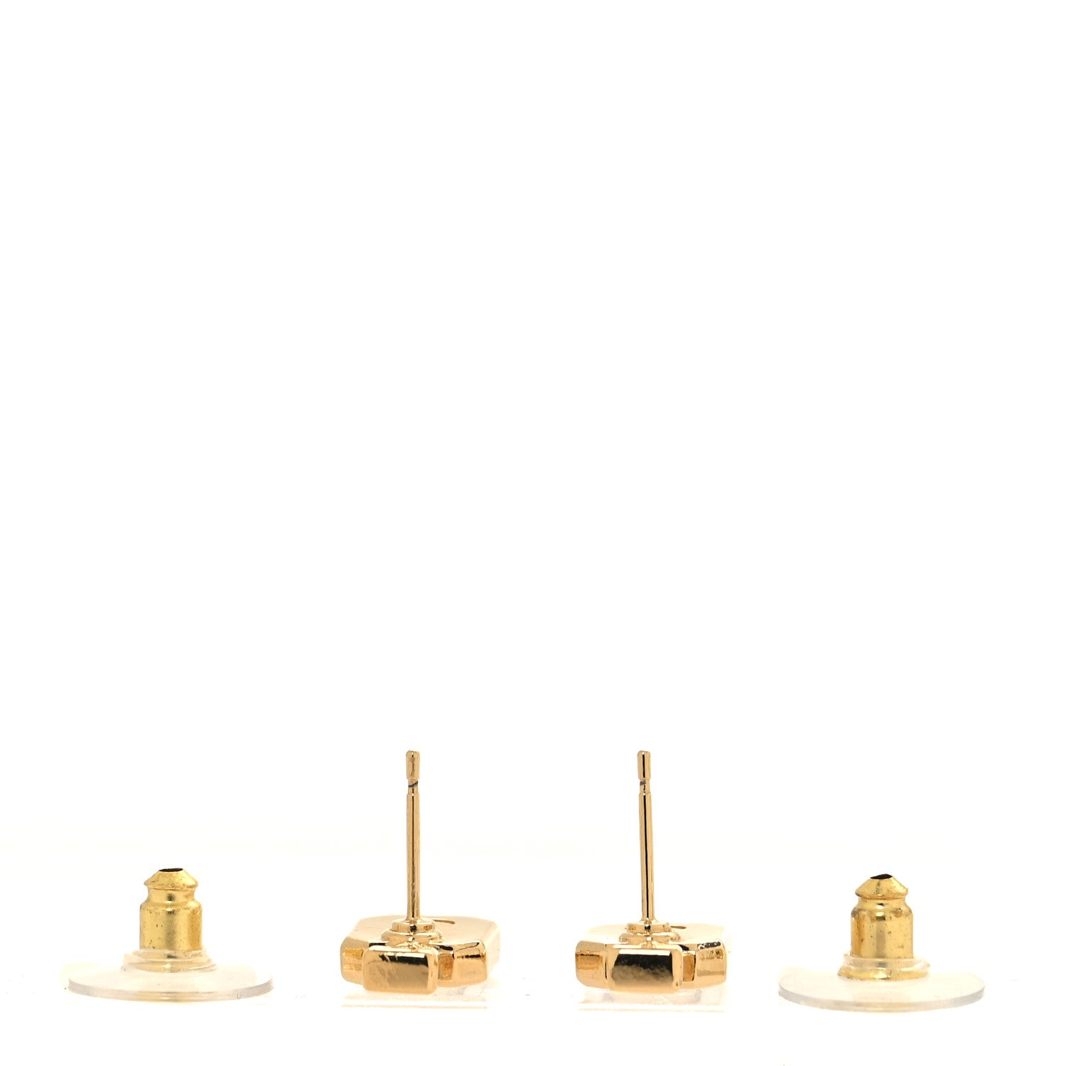 Chanel Resin CC No 5 Perfume Bottle Earrings Gold Pearly White 3 of 4