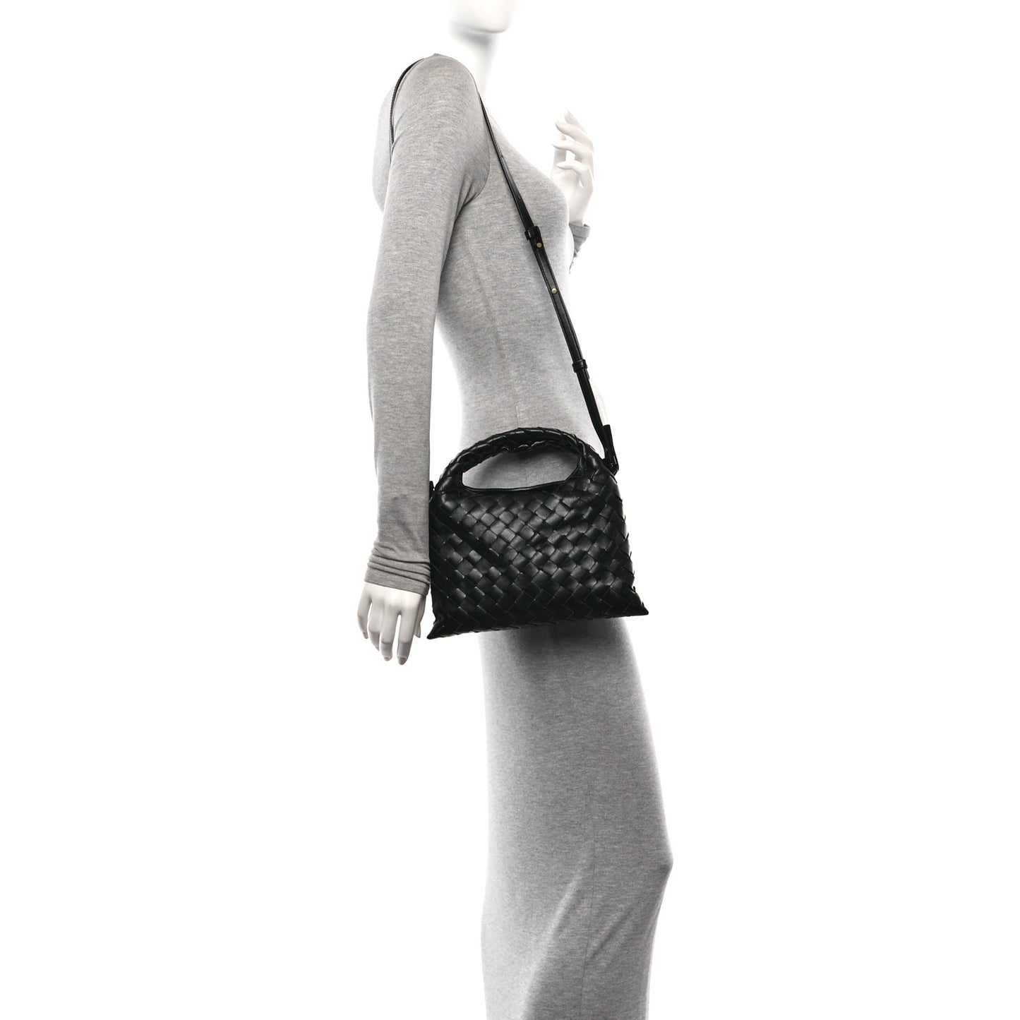 Calfskin Intrecciato Mini Hop Black