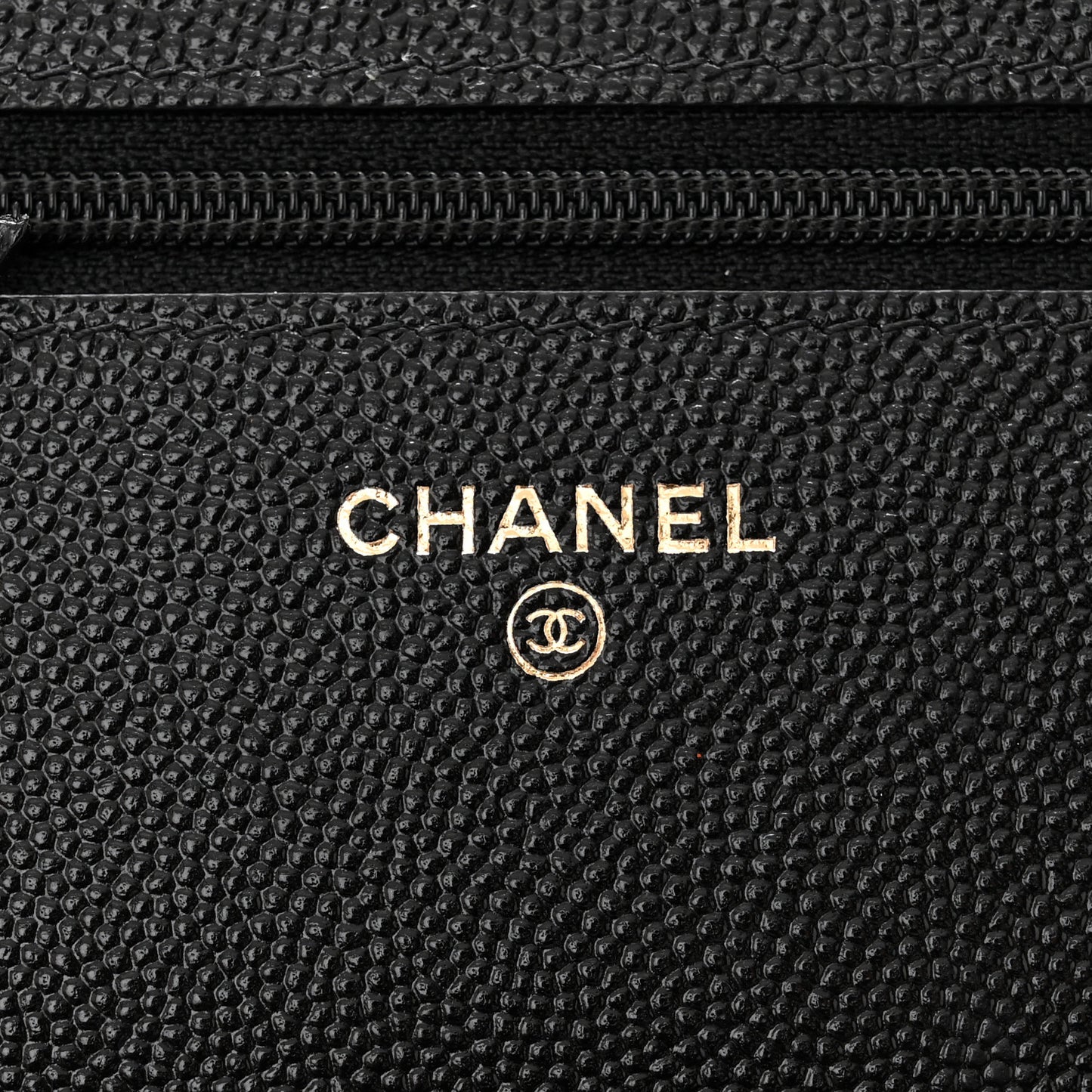 Caviar Quilted Golden Class Wallet On Chain WOC Black
