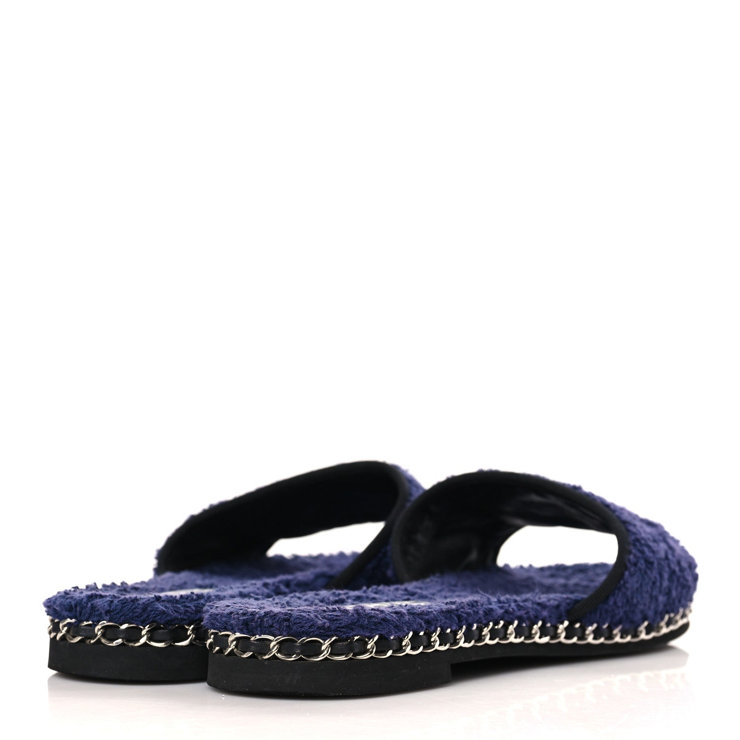 Chanel Terry CC Flat Mules 39 Navy Blue 4 of 7