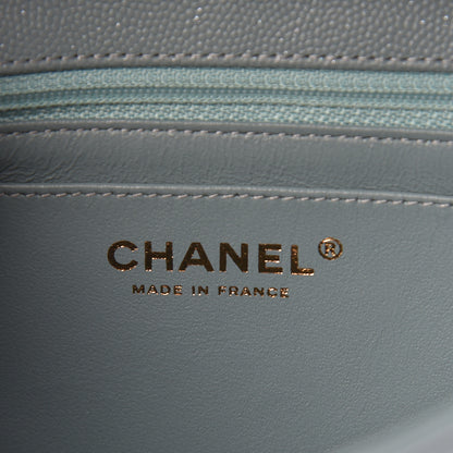 Chanel Iridescent Caviar Quilted Mini Rectangular Flap Light Blue 6 of 11