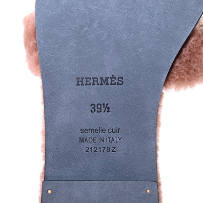 Hermes Woolskin Oran Sandals 39.5 Rose Aube 6 of 8
