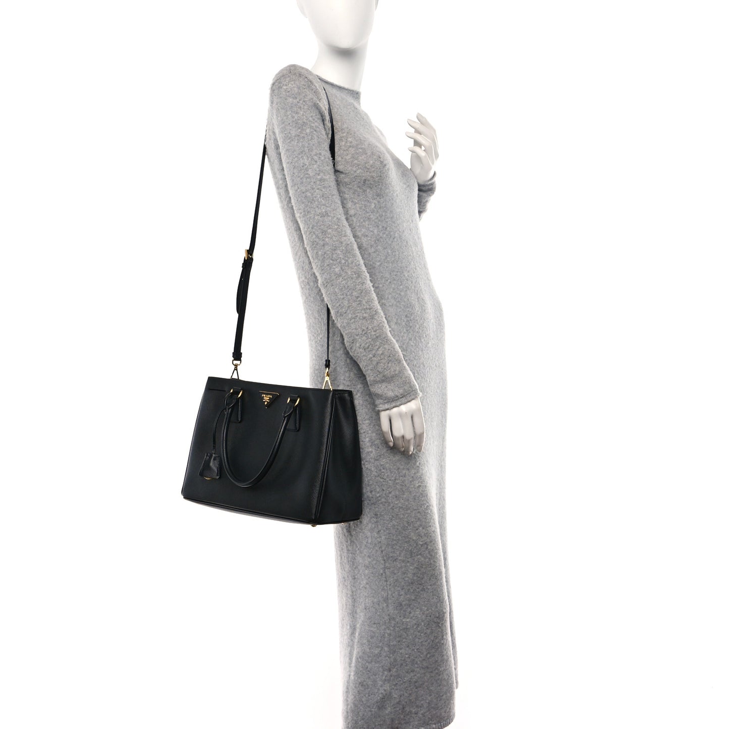 Saffiano Lux Medium Tote Black