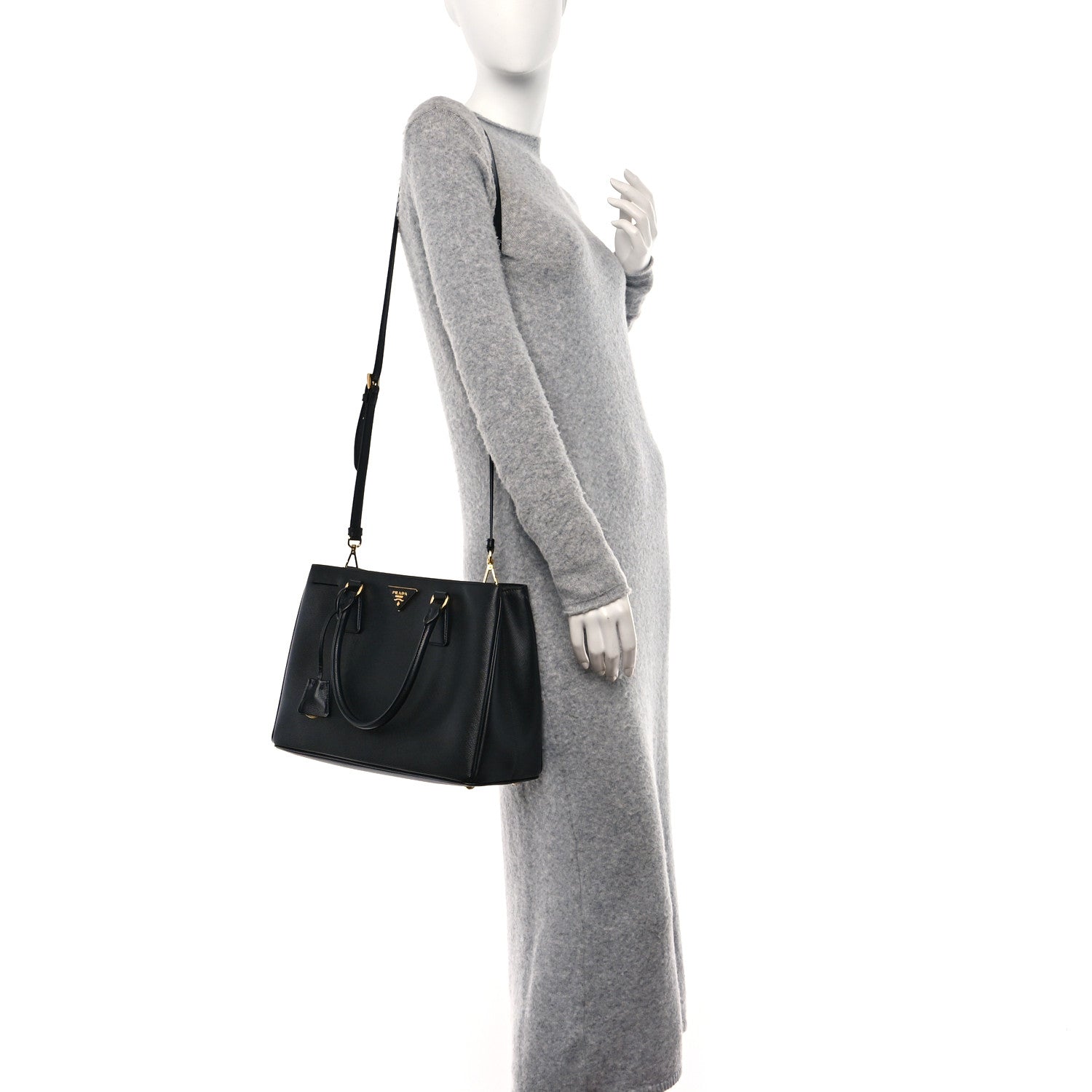 Prada Saffiano Lux Medium Tote Black 3 of 9