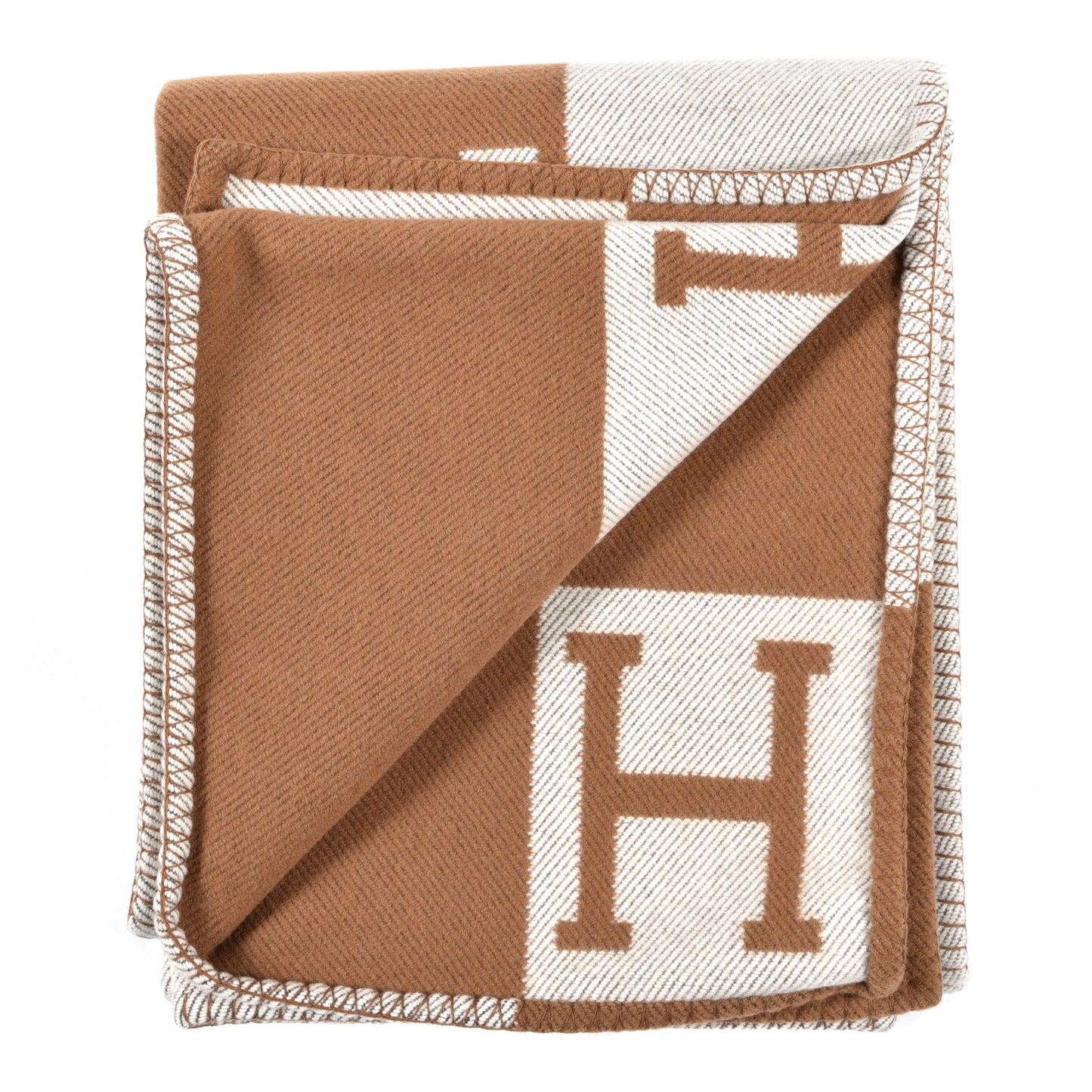 Wool Cashmere Avalon Blanket Ecru Camel