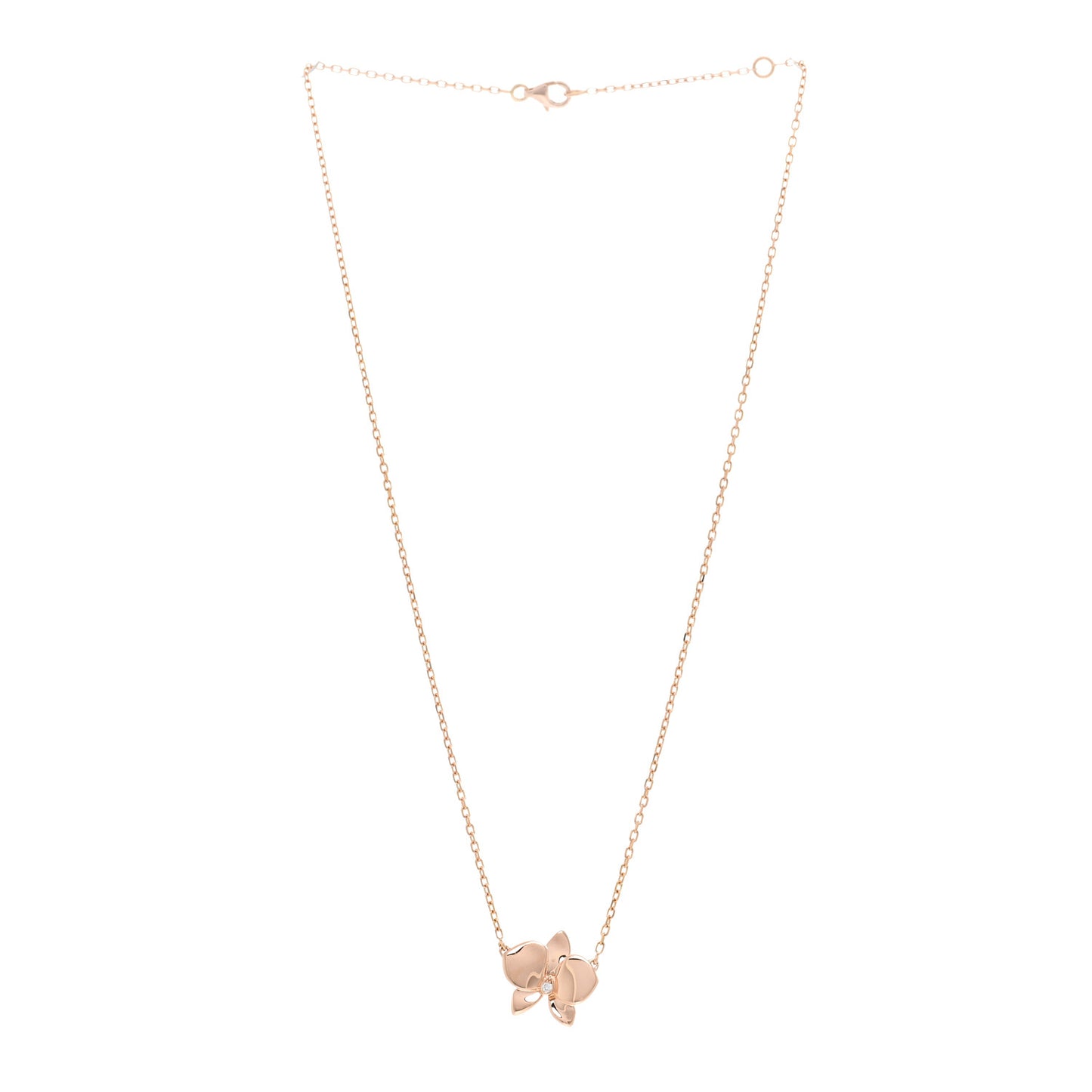 18K Pink Gold Diamond Caresse D'Orchidees Par Cartier Pendant Necklace