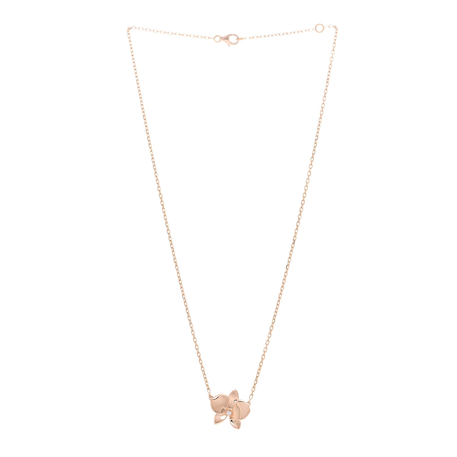 Cartier 18K Pink Gold Diamond Caresse D'Orchidees Par Cartier Pendant Necklace 3 of 5