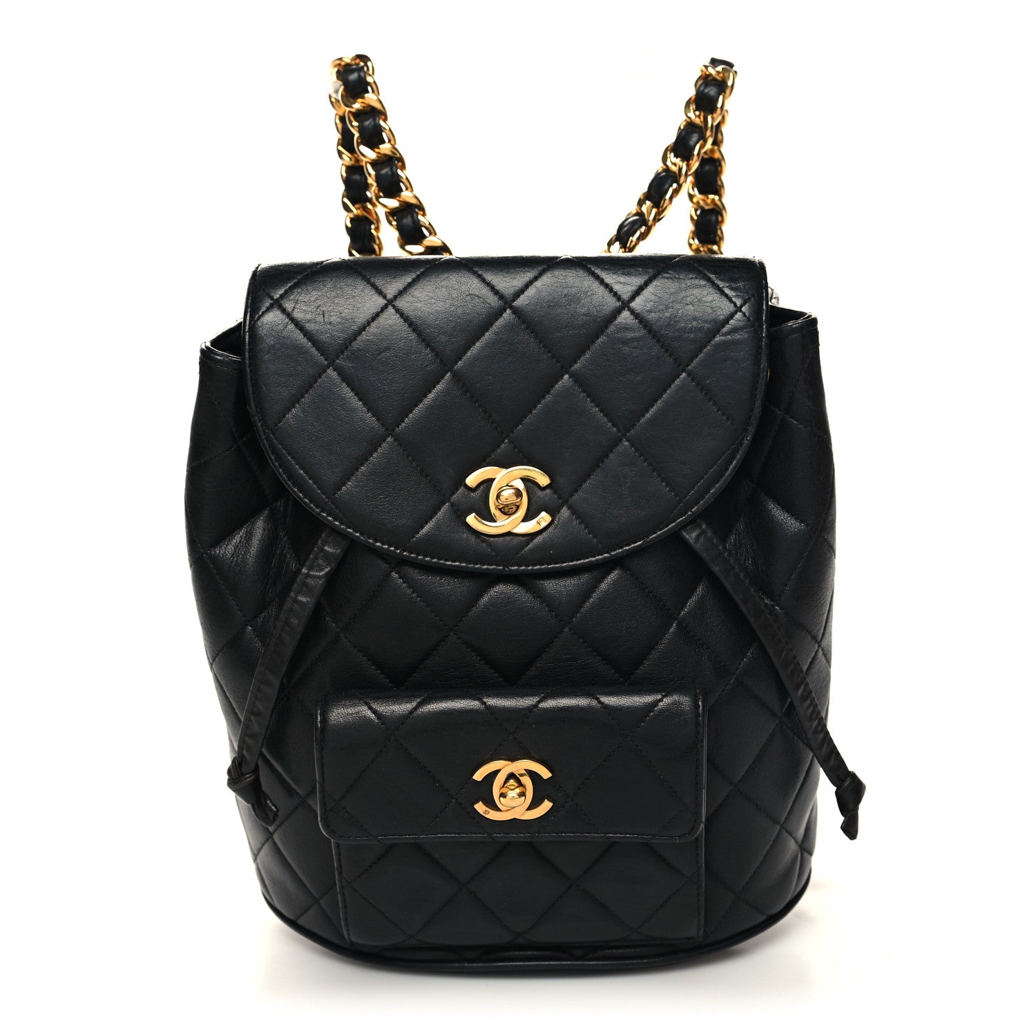 Chanel Lambskin Quilted Drawstring Backpack Black 1 of 12