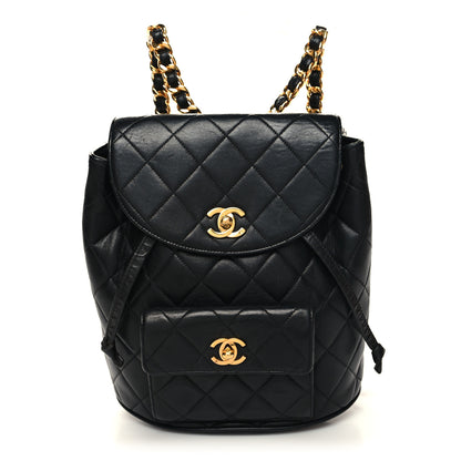 Chanel Lambskin Quilted Drawstring Backpack Black 1 of 12