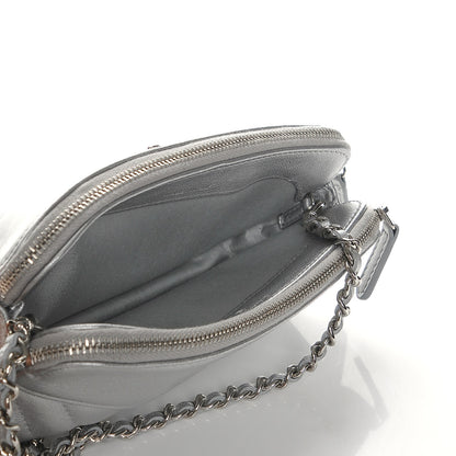 Chanel Metallic Sheepskin Chevron Quilted Small Clutch With Chain Silver 7 of 10