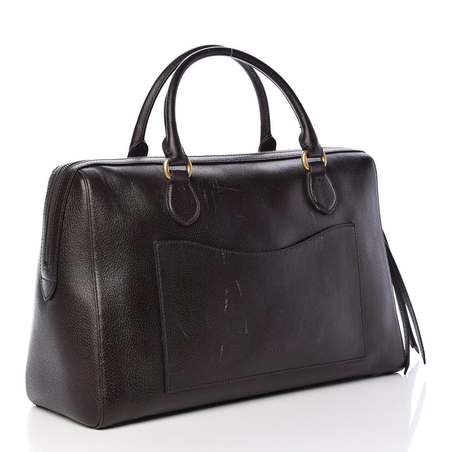 Calfskin Vintage Web Medium Satchel Dark Brown