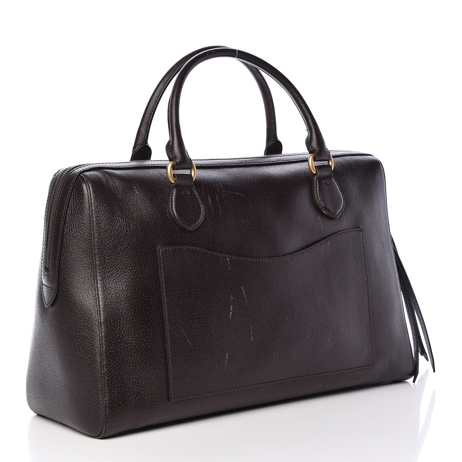 Gucci Calfskin Vintage Web Medium Satchel Dark Brown 3 of 15