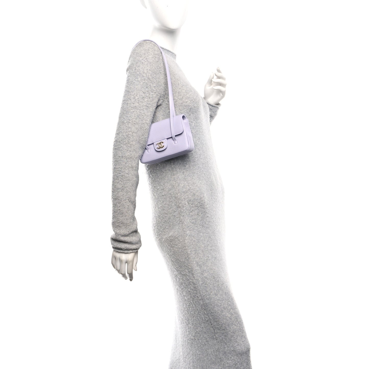 Shiny Caviar Mini Preppy Coco Shoulder Bag Purple