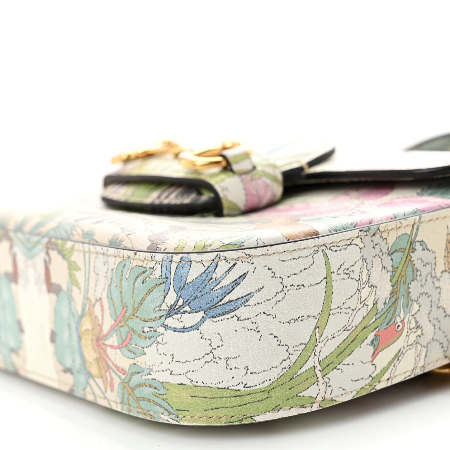New Shangai Calfskin Tiger Savanah Web Mini Horsebit 1955 Shoulder Bag Chalky White Multicolor