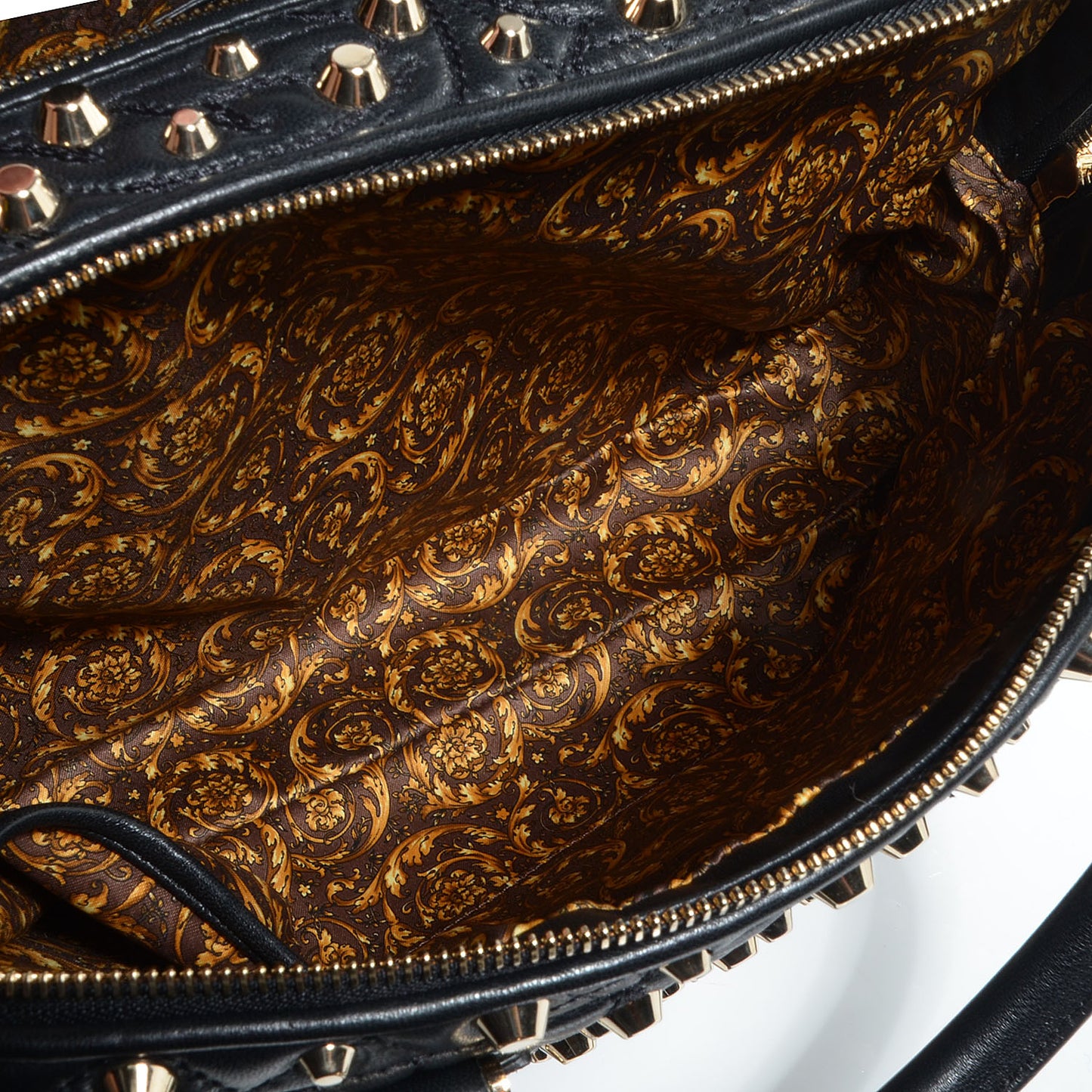 Barocco Quilted Leather Studded Vanitas Demetra Black
