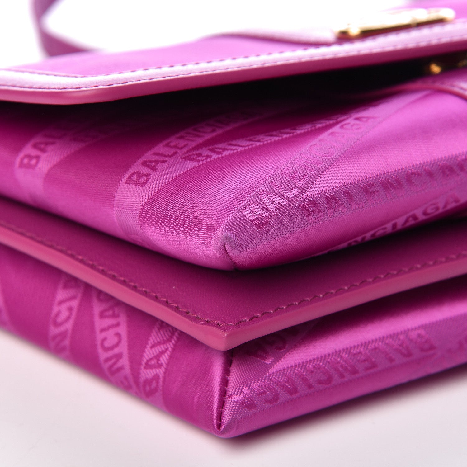 Balenciaga Jacquard Nylon Calfskin Shift Wallet On Strap Pink 9 of 12