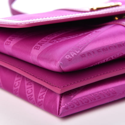 Balenciaga Jacquard Nylon Calfskin Shift Wallet On Strap Pink 9 of 12