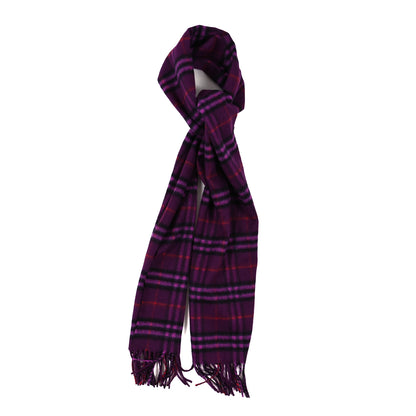 Burberry Cashmere Giant Check Fringe Scarf Purple 1 of 3