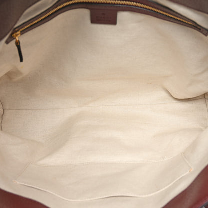 Gucci Monogram Textured Dollar Calfskin Web Medium Ophidia Shopping Tote Sahara Rubino Chardonnay 5 of 10