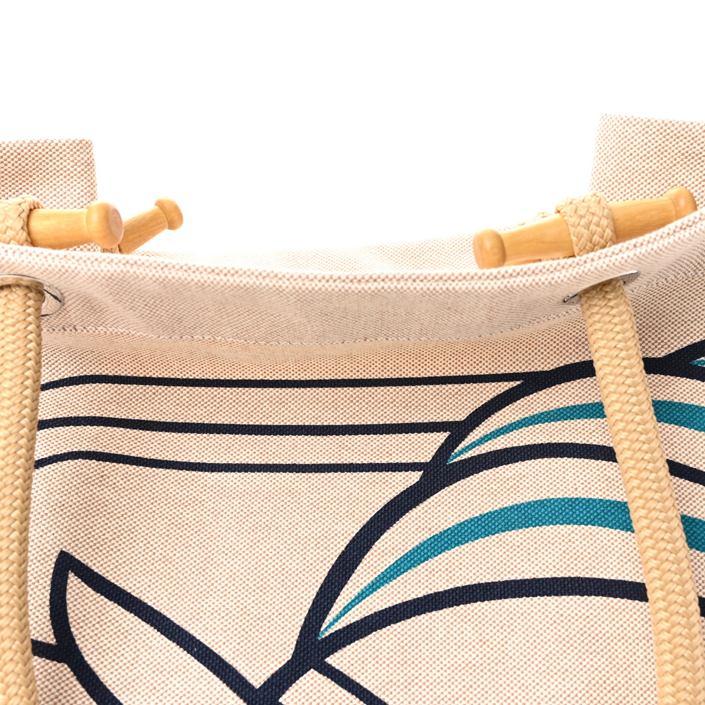 H Canvas Quadrige Beach Bag Bleu Jaune Rose