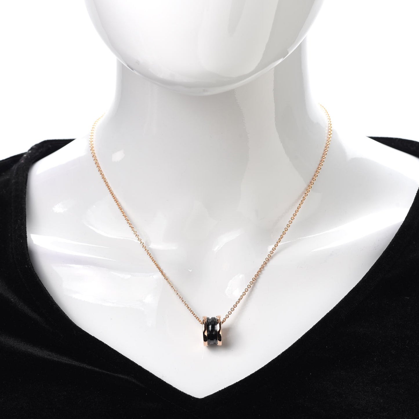 18K Rose Gold Black Ceramic B.Zero1 Pendant Necklace