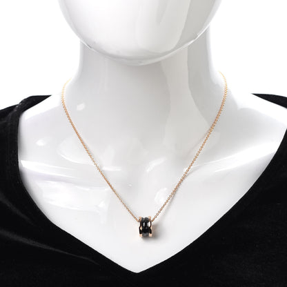 Bulgari 18K Rose Gold Black Ceramic B.Zero1 Pendant Necklace 2 of 8