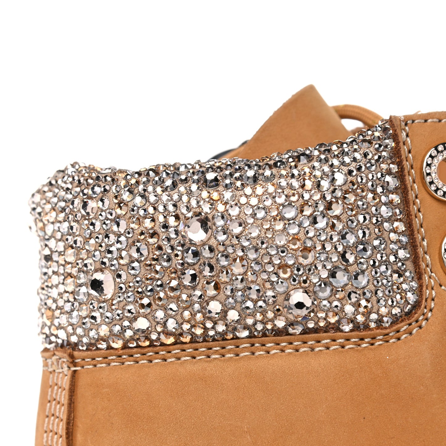 X TIMBERLAND Nubuck Swarovski Crystal Mens Ankle Boots 7 Wheat