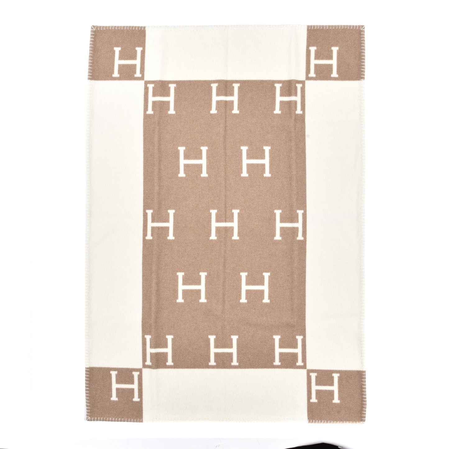 Wool Cashmere Avalon Baby Blanket Noisette Moyen White