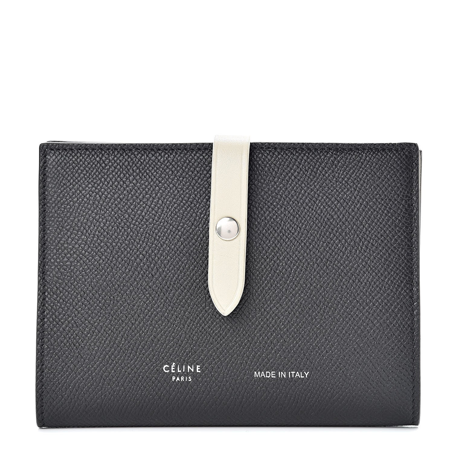 Celine Grained Calfskin Strap Passport Cover Black Chalk 1 of 9