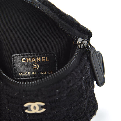 Chanel Tweed Lambskin Quilted Arm Coin Purse Black 6 of 10