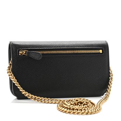Balenciaga Grained Calfskin Logo Cash Phone Holder Wallet On Chain Black White 2 of 12