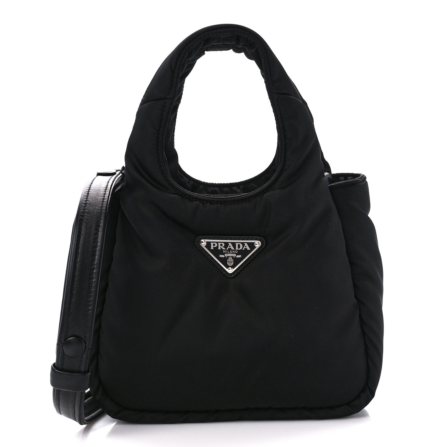 Prada Re-Nylon Soft Padded Small Double Handled Shoulder Bag Black 1 of 9