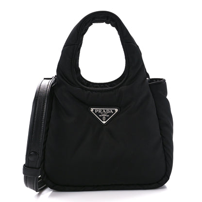 Prada Re-Nylon Soft Padded Small Double Handled Shoulder Bag Black 1 of 9