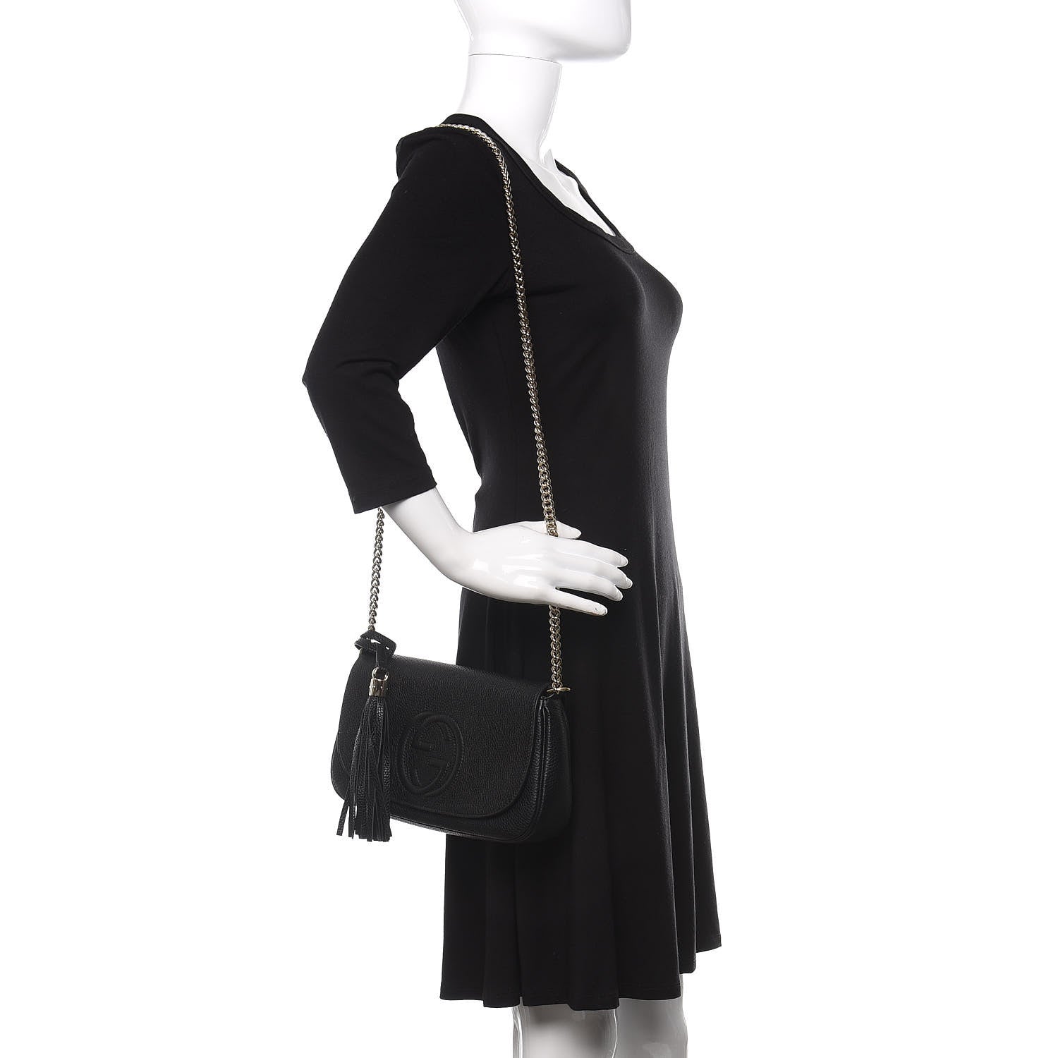 Gucci Pebbled Calfskin Medium Soho Flap Crossbody Black 2 of 9