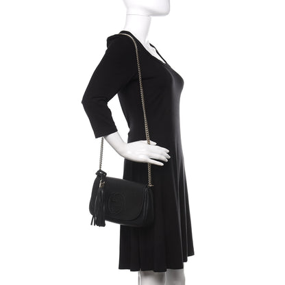 Gucci Pebbled Calfskin Medium Soho Flap Crossbody Black 2 of 9