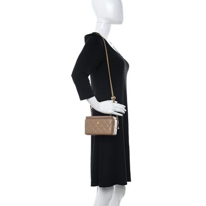 Chanel Lambskin Quilted Pearl Crush Small Vanity Case With Chain Beige 2 of 11