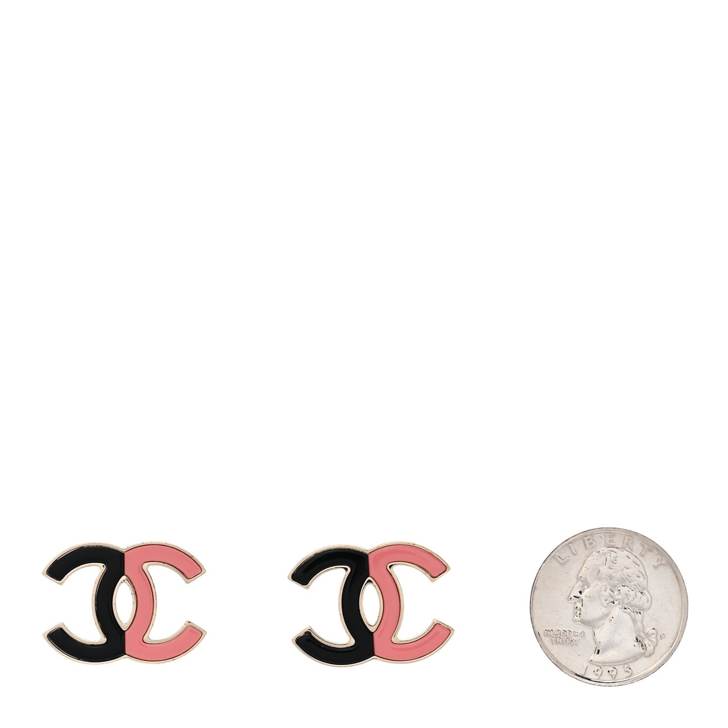 Enamel Large CC Earrings Black Pink