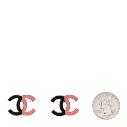 Chanel Enamel Large CC Earrings Black Pink 2 of 5