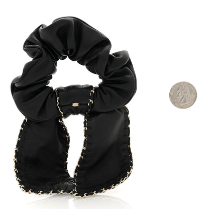 Chanel Lambskin Chain CC Hair Bow Tie Black Gold 2 of 4