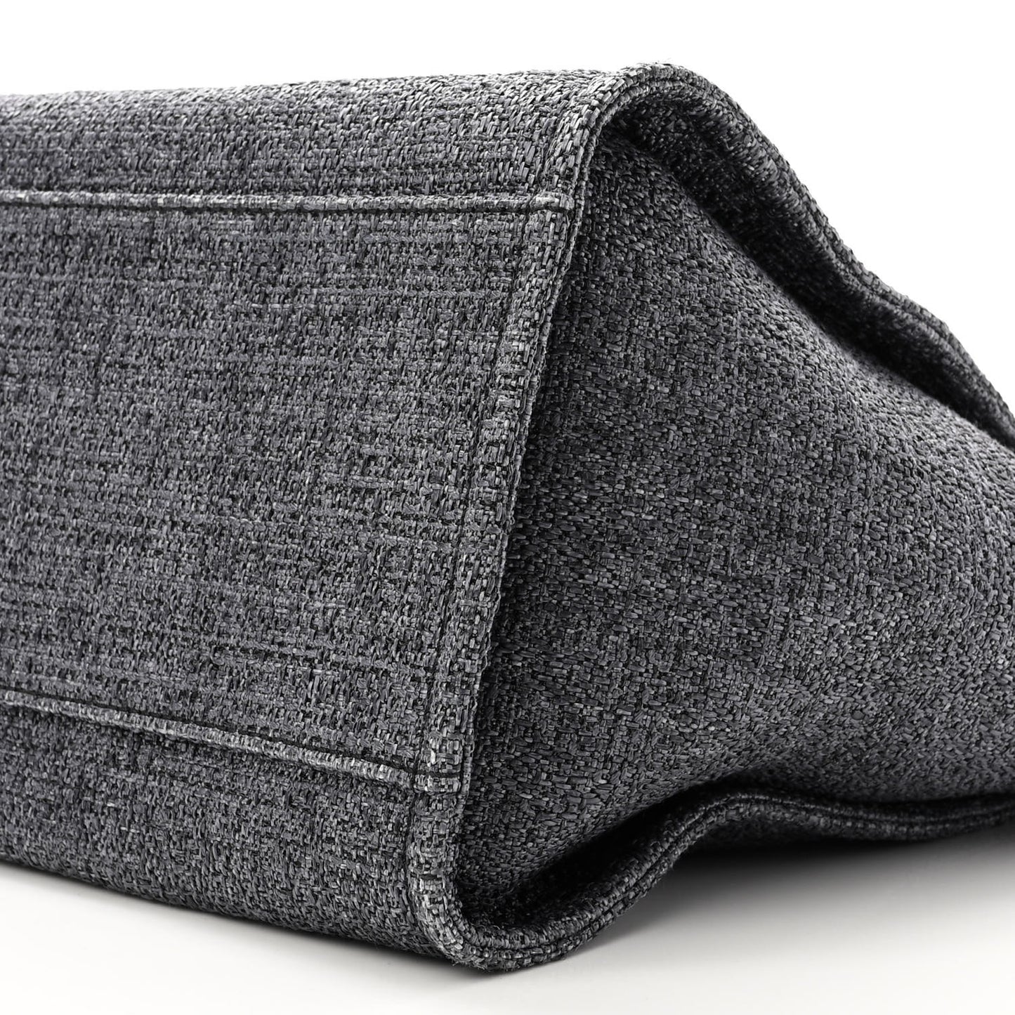 Woven Straw Raffia Medium Deauville Tote Grey