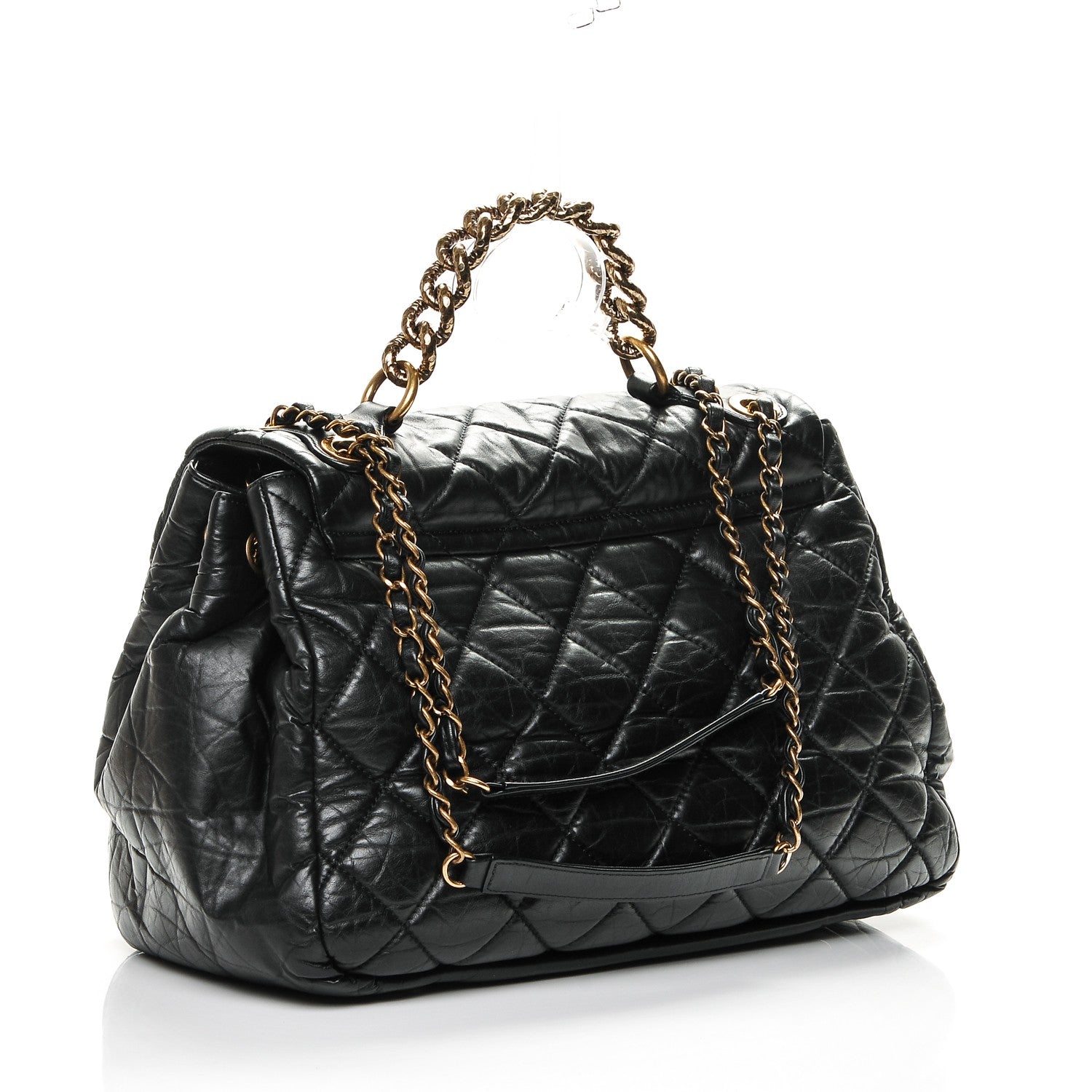 Chanel Aged Calfskin Quilted Large Pondichery Flap Black 7 of 7