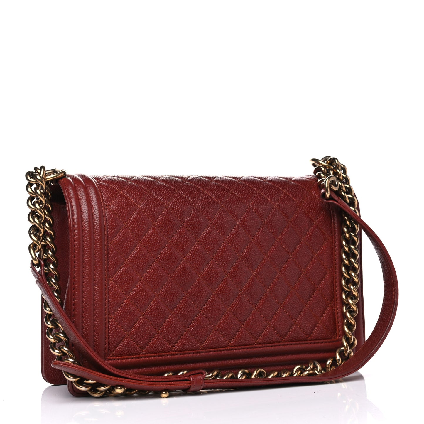 Caviar Quilted New Medium Boy Flap Dark Red