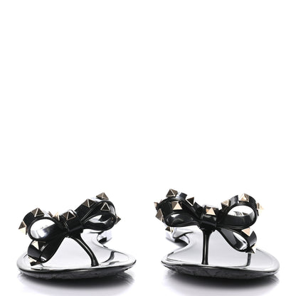 Valentino Garavani PVC Jelly Rockstud Bow Thong Sandals 41 Black 2 of 7