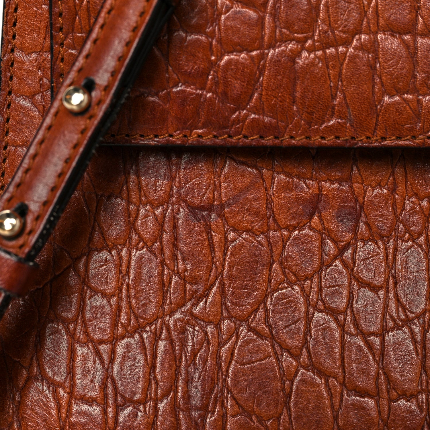 Chloe Calfskin Crocodile Embossed Medium Faye Shoulder Bag Mahogany 13 of 15